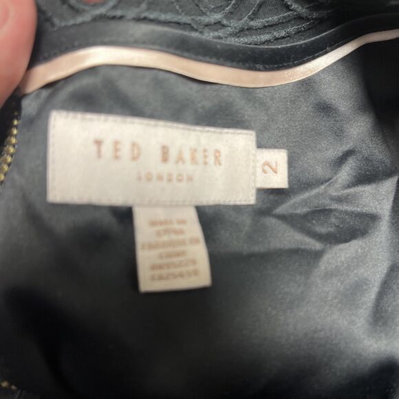 TED BAKER Verony Black Ponte Embroidered Sleeveless Skater Dress Size 2/US 6 - Picture 5 of 6